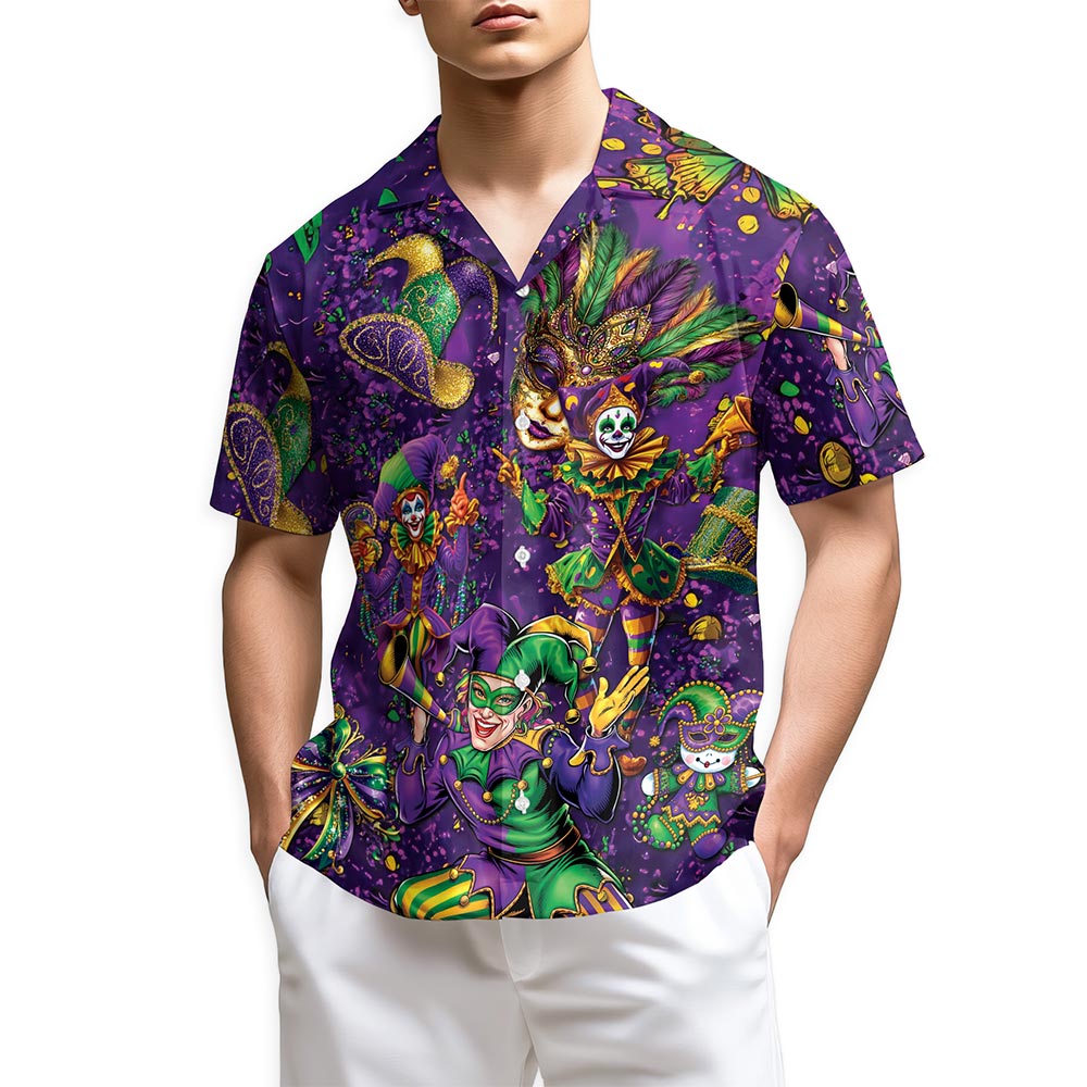 Netecom Mardi Gras Party Hawaiian Shirt for Men