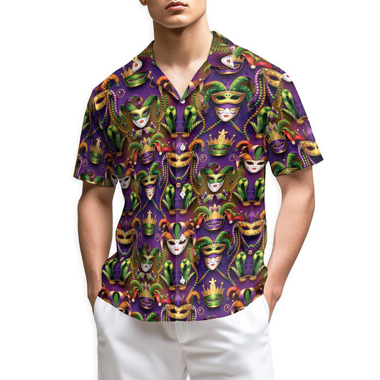 Netecom Mardi Gras Party Hawaiian Shirt for Men