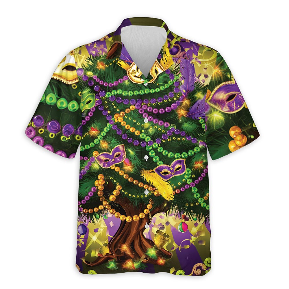 Netecom Mardi Gras Tree Hawaiian Shirt for Men