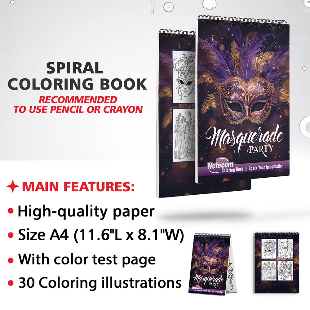 Netecom Masquerade Party Coloring Sheets for Adults