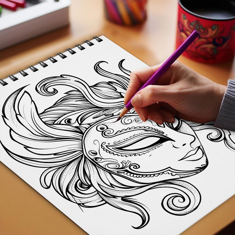 Netecom Masquerade Party Coloring Book Spiral Bound for Adults