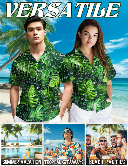 Netecom Math Hawaiian Shirt for Men, Academic Style, Button Down Summer Beach Short Sleeve, S-5XL