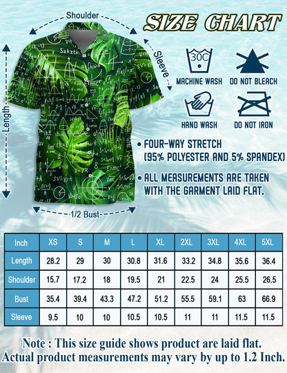 Netecom Math Hawaiian Shirt for Men, Academic Style, Button Down Summer Beach Short Sleeve, S-5XL
