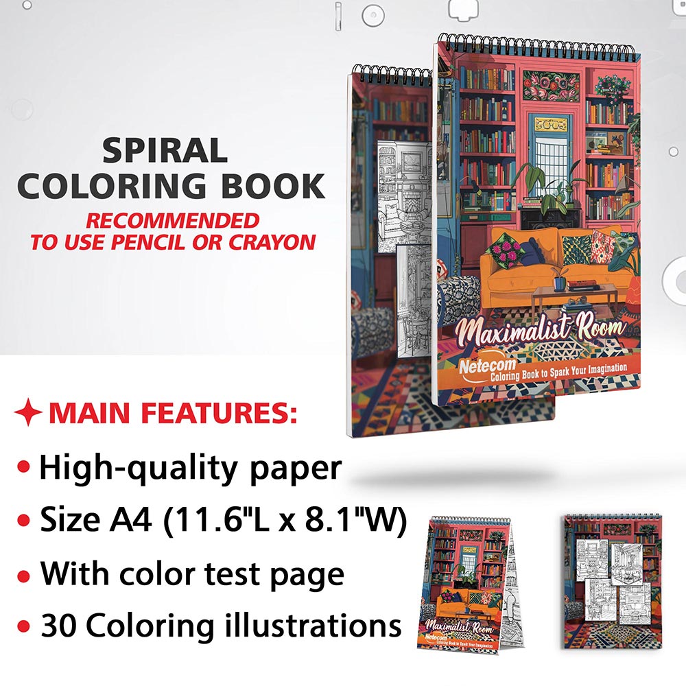 Netecom Maximalist Room Coloring Sheets for Adults
