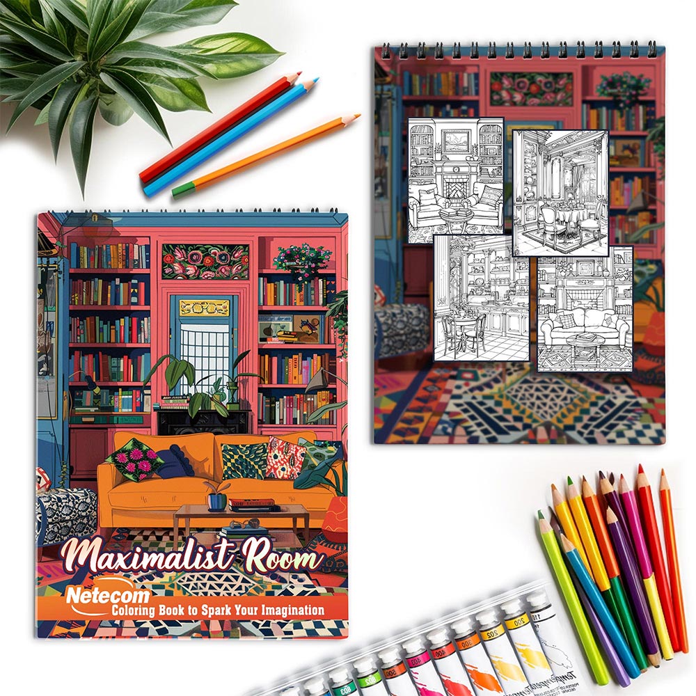 Netecom Maximalist Room Spiral Coloring Book for Adults