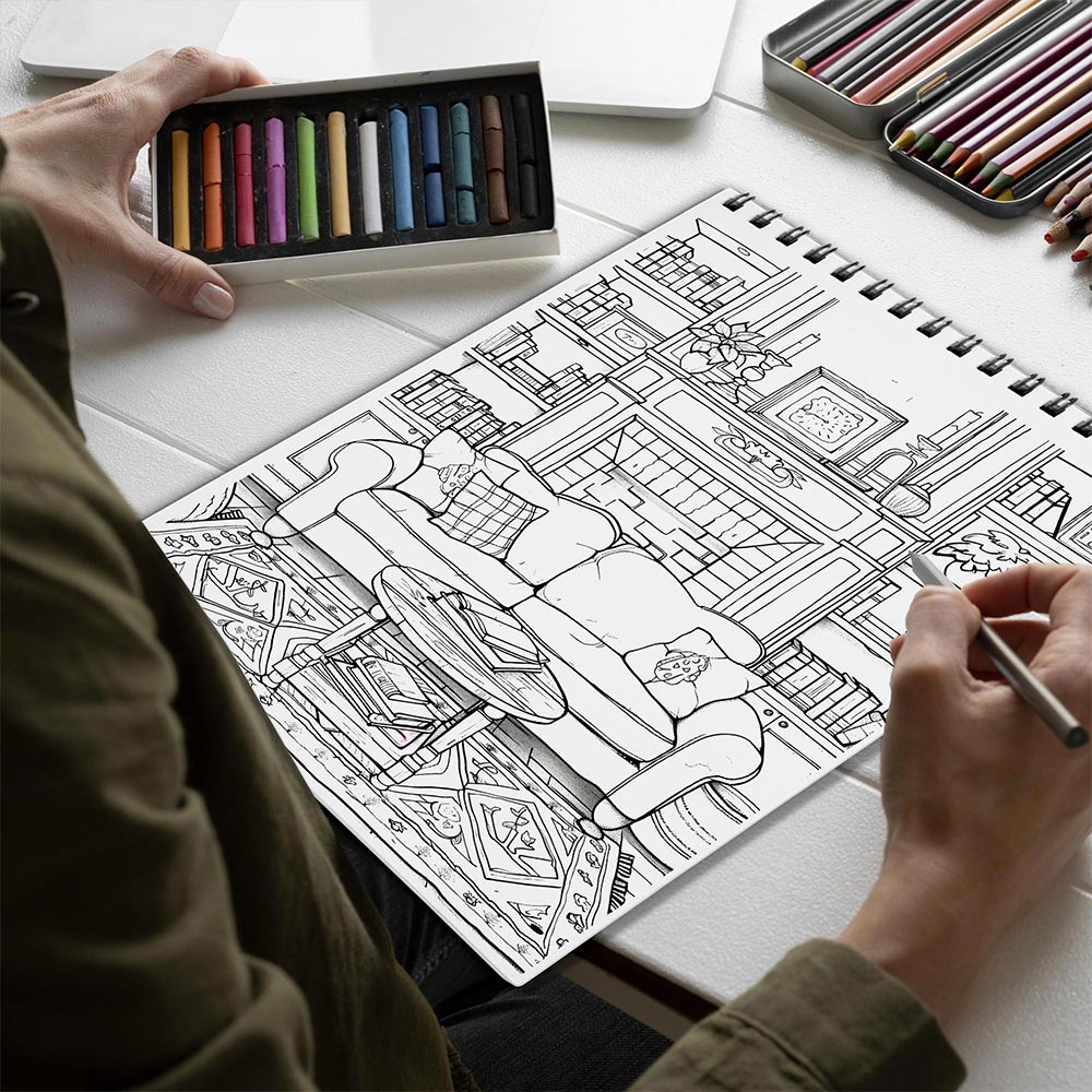 Netecom Maximalist Room Spiral Bound Coloring Book for Adults