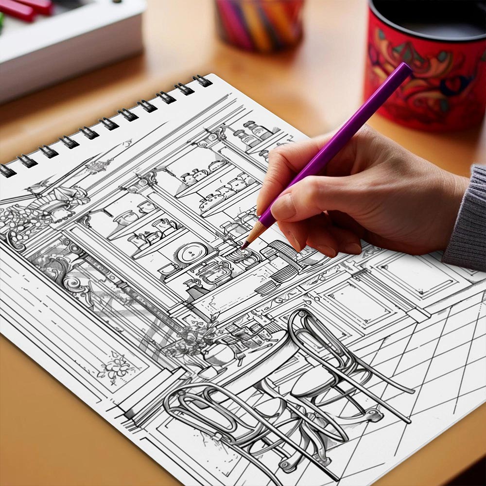 Netecom Maximalist Room Coloring Book Spiral Bound for Adults