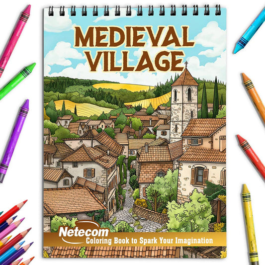 Netecom Medieval Village Coloring Book for Adults