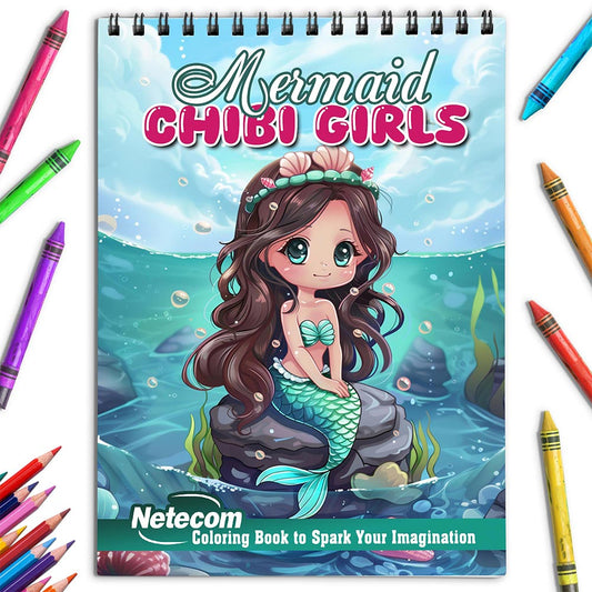Netecom Mermaid Chibi Girls Coloring Book for Adults