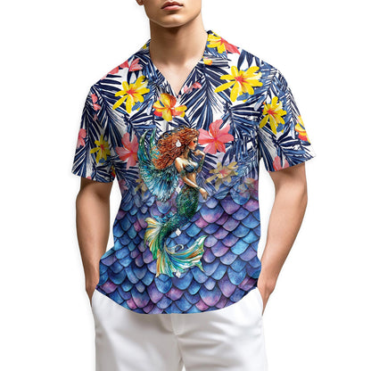 Netecom Mermaid Tropical Hawaiian Shirt for Men