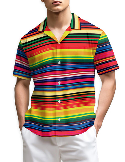 Netecom Mexican Serape Blanket Pattern Hawaiian Shirt for Men