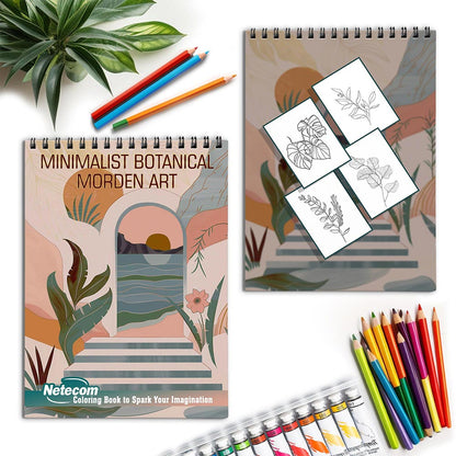 Netecom Minimalist Botanical Morden Art Spiral Coloring Book for Adults