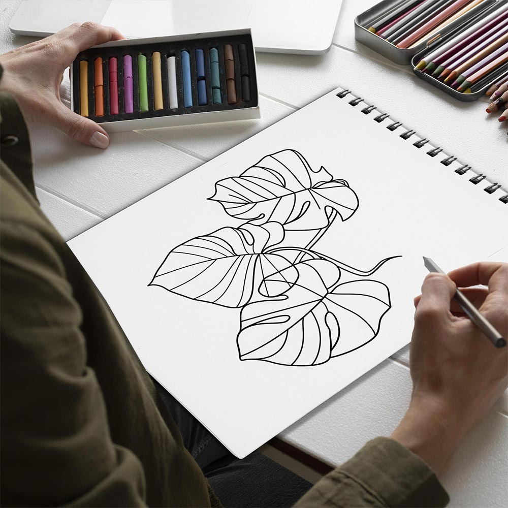 Netecom Minimalist Botanical Morden Art Spiral Bound Coloring Book for Adults