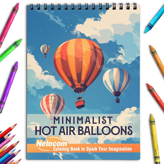 Netecom Minimalist Hot Air Balloons Coloring Book for Adults