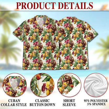 Netecom Monkey Hawaiian Shirt for Men, Tropical Style, Button Down Summer Beach Short Sleeve, S-5XL