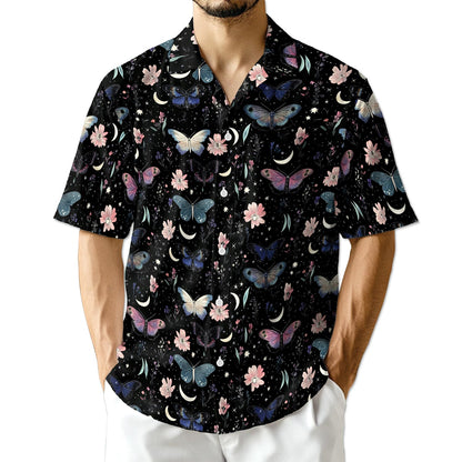 Netecom Moon and Flower Hawaiian Shirt for Men