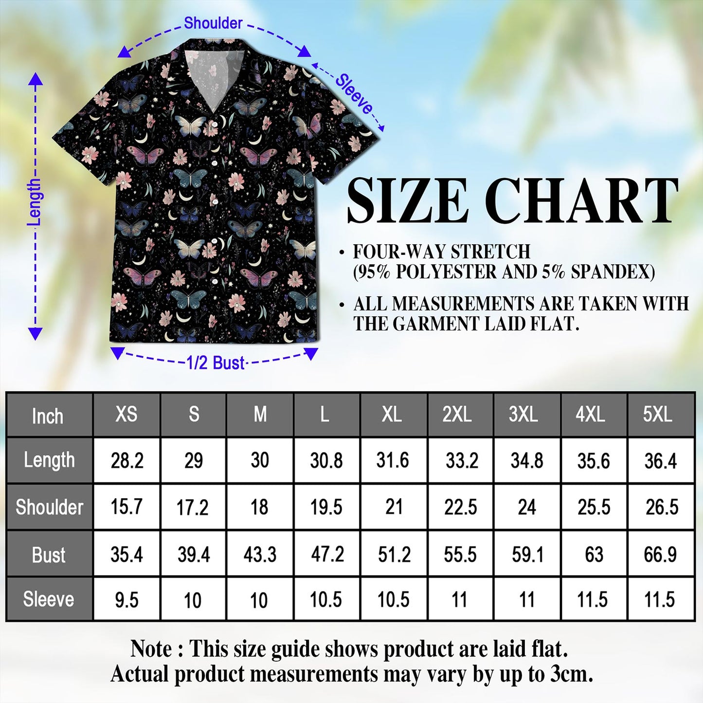 Netecom Moon and Flower Hawaiian Shirt for Men, Button Down Summer Beach Short Sleeve, Vintage Style, S-5XL