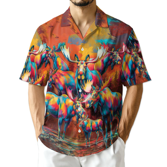 Netecom Moose Colorful Hawaiian Shirt for Men