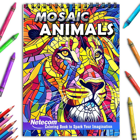 Netecom Mosaic Animals Coloring Book for Adults