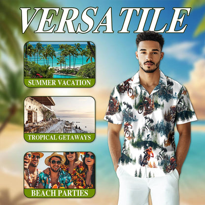 Netecom Mountain Biking Hawaiian Shirt for Men, Button Down Summer Beach Short Sleeve, S-5XL