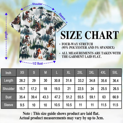 Netecom Mountain Biking Hawaiian Shirt for Men, Button Down Summer Beach Short Sleeve, S-5XL