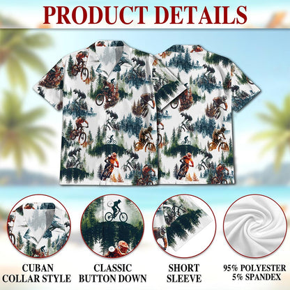 Netecom Mountain Biking Hawaiian Shirt for Men, Button Down Summer Beach Short Sleeve, S-5XL