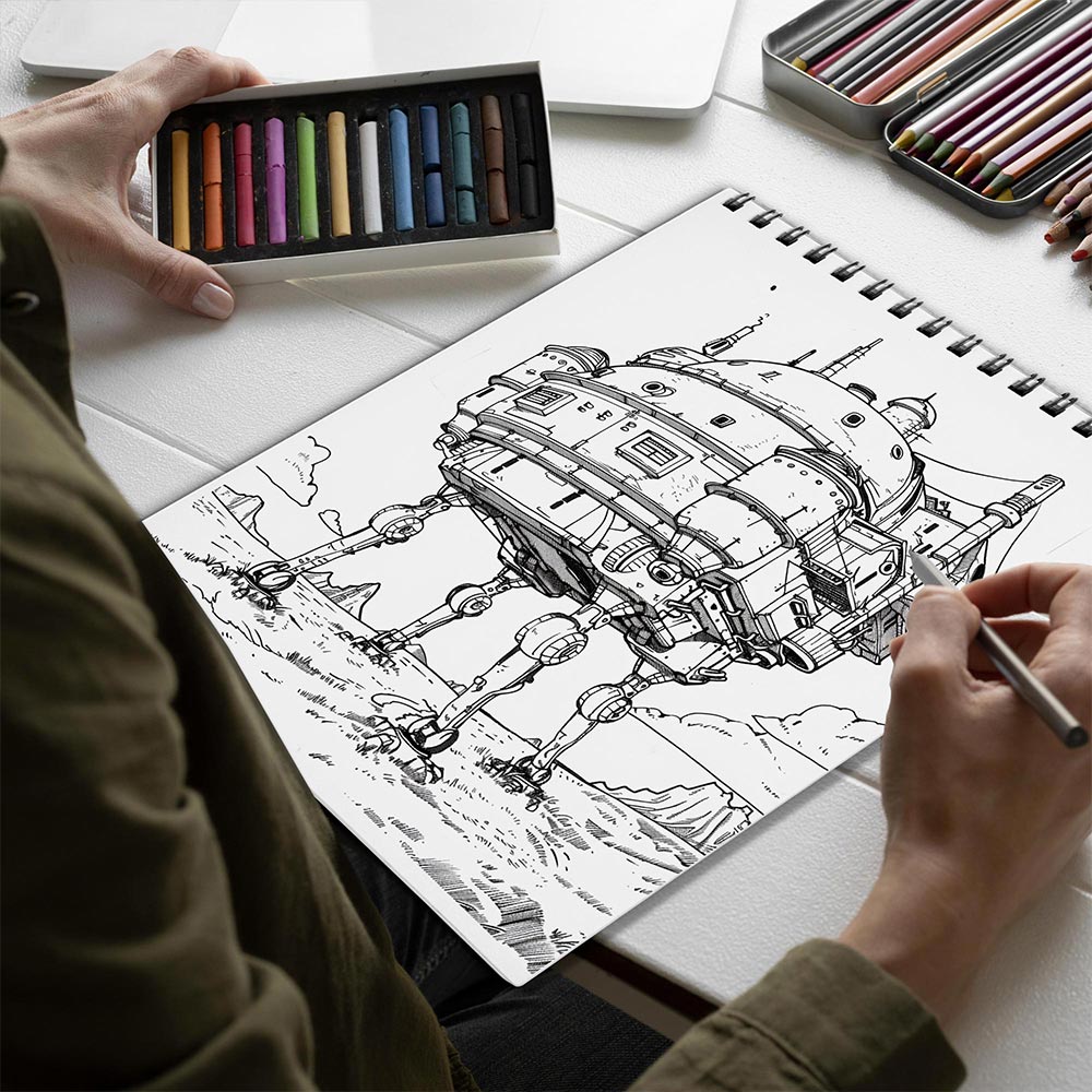 Netecom Moving Fortress Spiral Bound Coloring Book for Adults