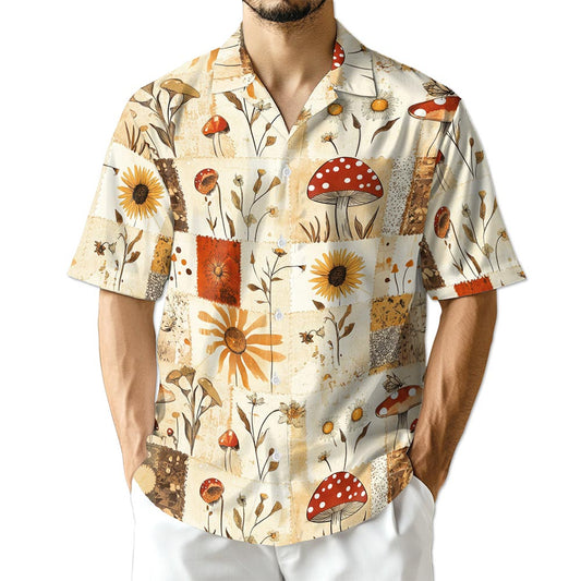 Netecom Mushroom Pattern Hawaiian Shirt for Men