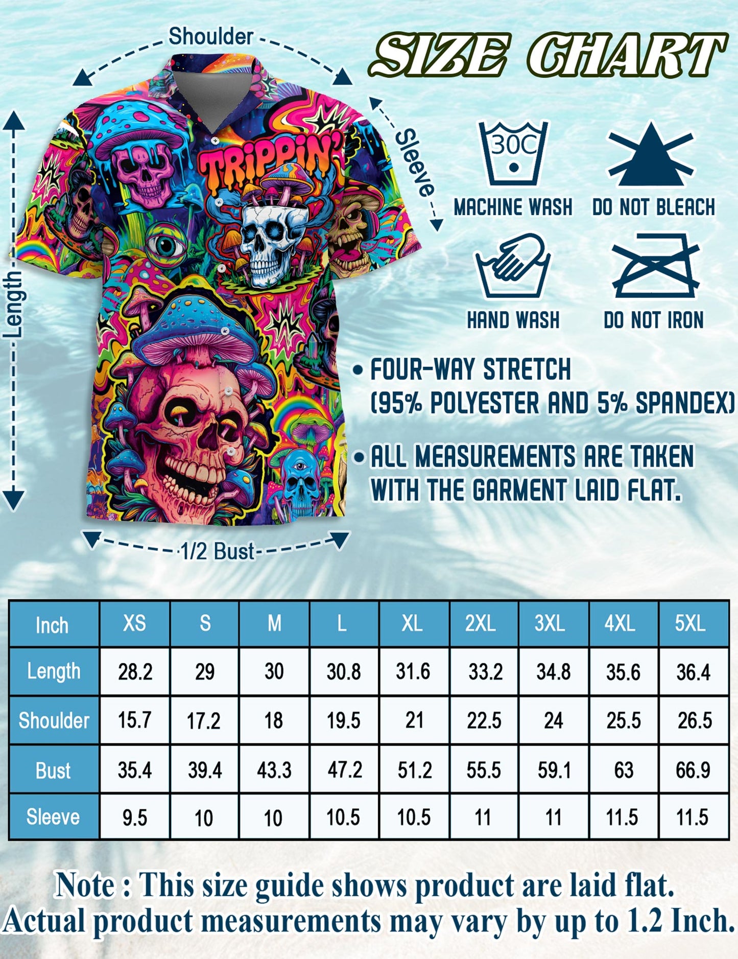 Netecom Mushroom Skull Trippy Hawaiian Shirt for Men, Mushroom Lover Gifts, Fungi Skull Button Down Summer Beach Shirts, S-5XL