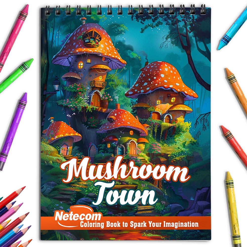 Netecom Mushroom Town Coloring Book for Adults