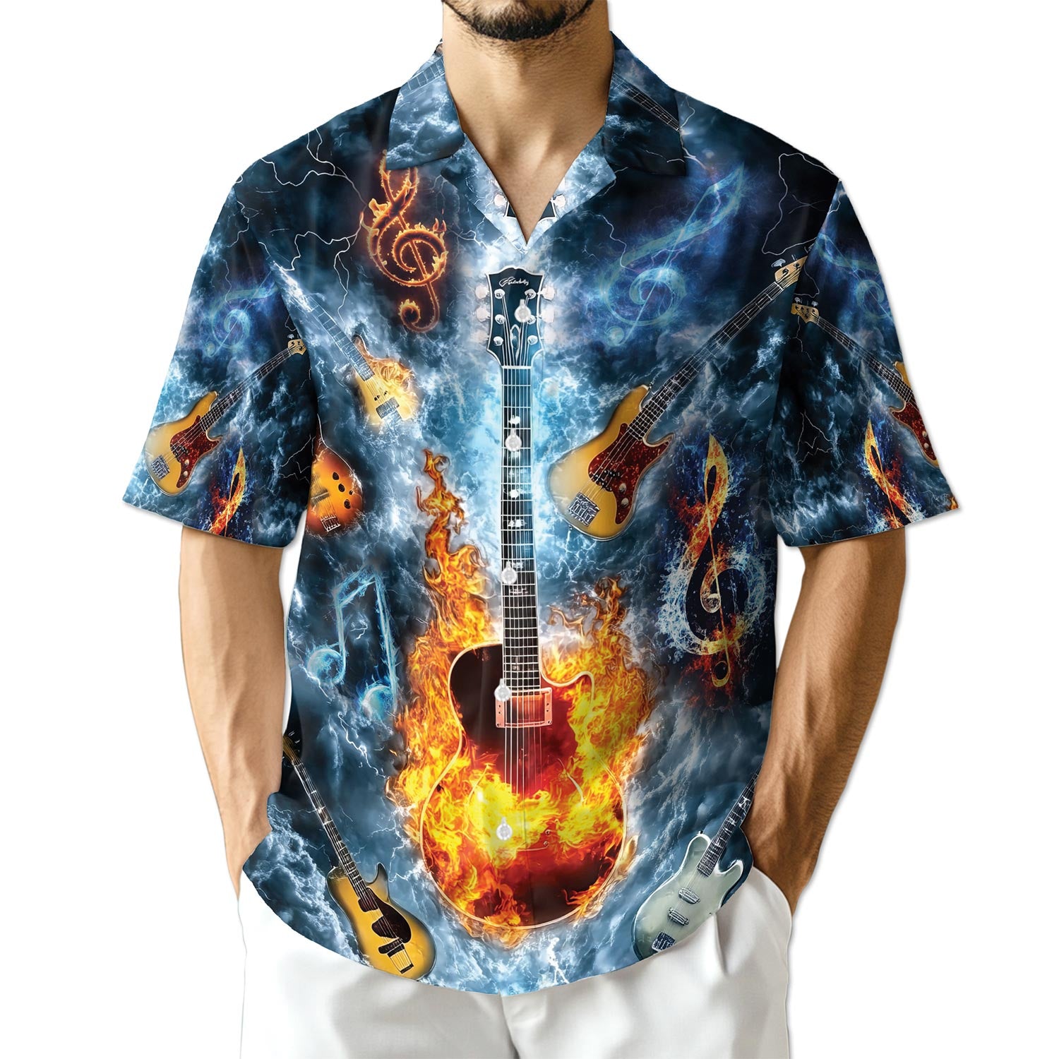 Netecom Music The Guitar Hawaiian Shirt for Men