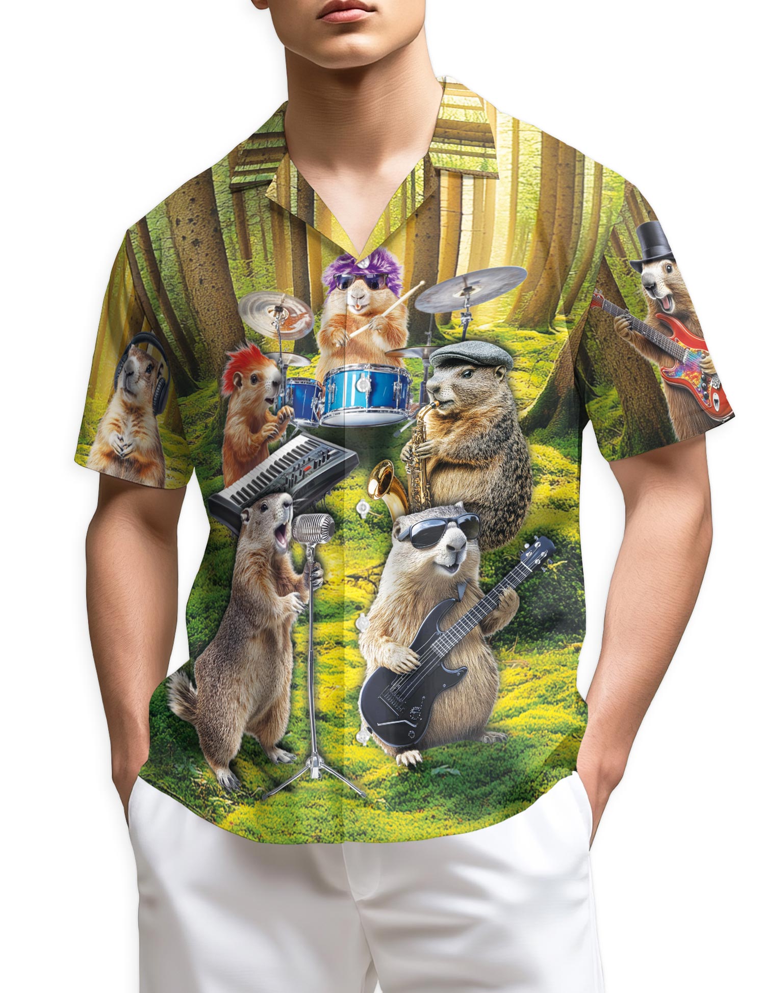 Netecom Musical Groundhog Hawaiian Shirt for Men