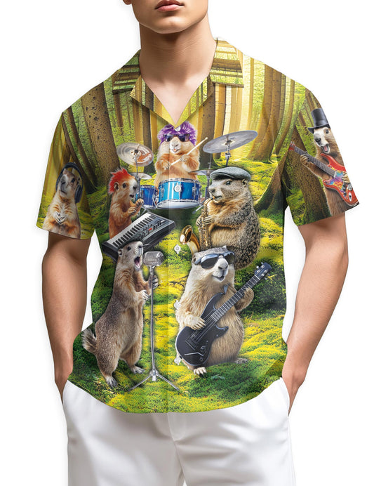 Netecom Musical Groundhog Hawaiian Shirt for Men