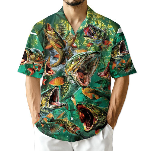 Netecom Musky Fishing Hawaiian Shirt for Men Women
