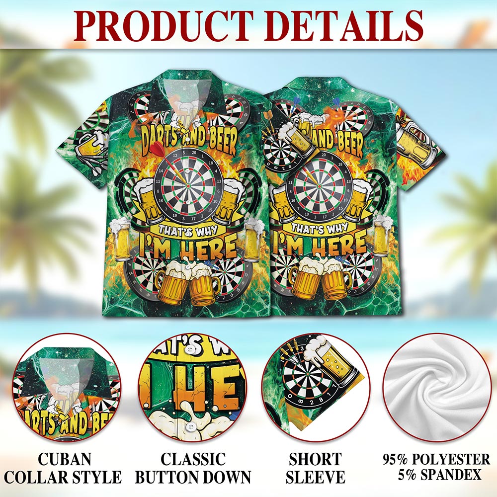 Netecom My Drinking Team Has A Darts Problem Hawaiian Shirt for Men, Funny Button Down Summer Beach Short Sleeve Shirts, S-5XL