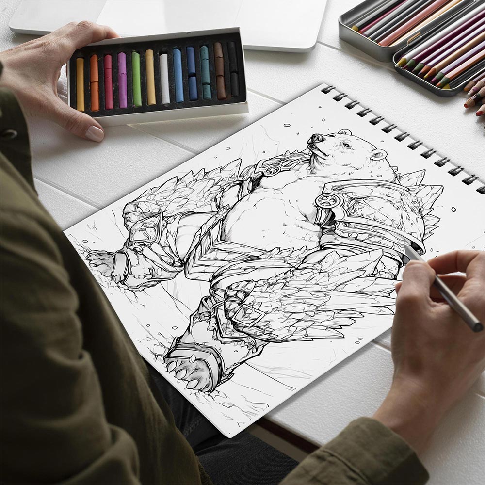 Netecom Mythical Bear Spiral Bound Coloring Book for Adults