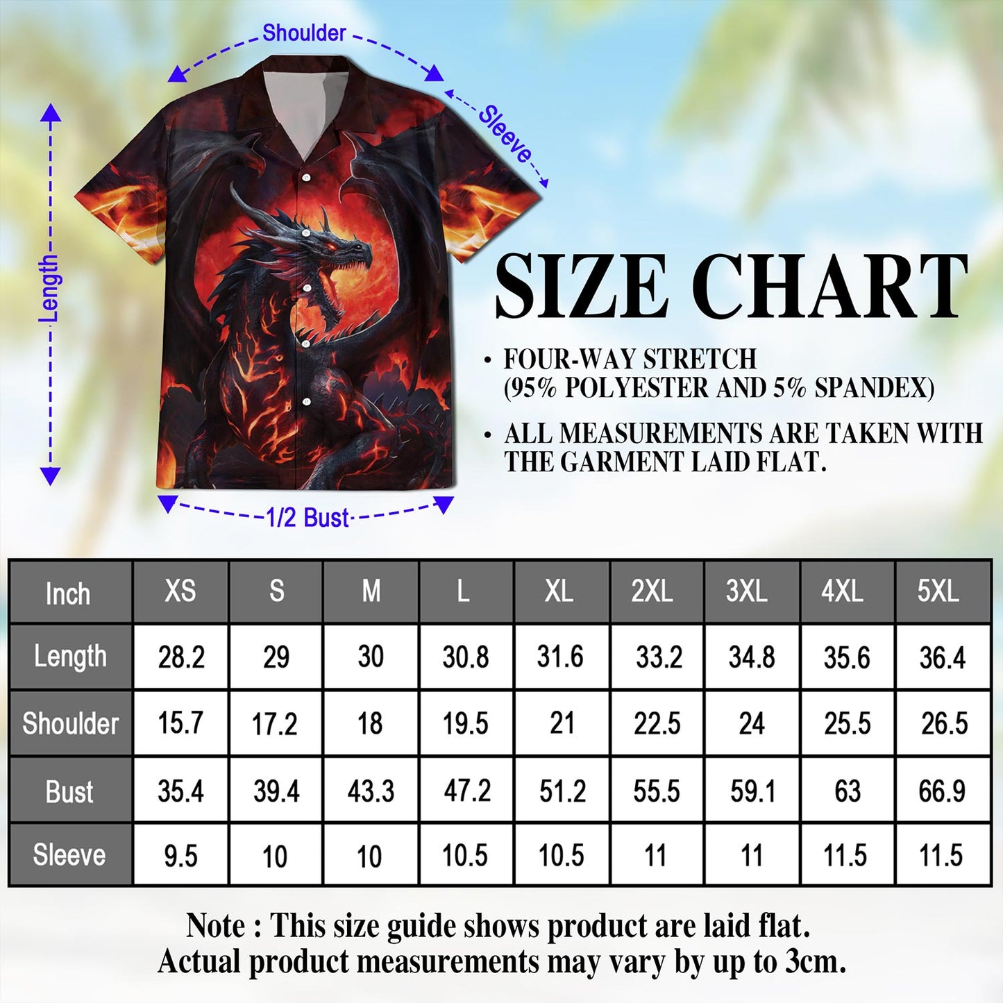 Netecom Mythical Dragon Hawaiian Shirt for Men, Button Down Summer Beach Short Sleeve, Sizes S-5XL