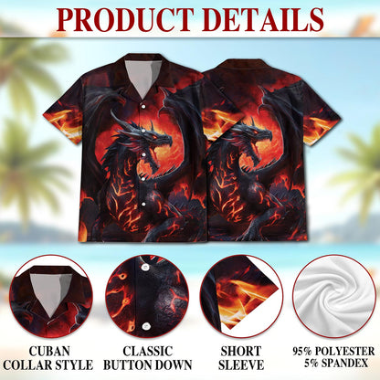 Netecom Mythical Dragon Hawaiian Shirt for Men, Button Down Summer Beach Short Sleeve, Sizes S-5XL