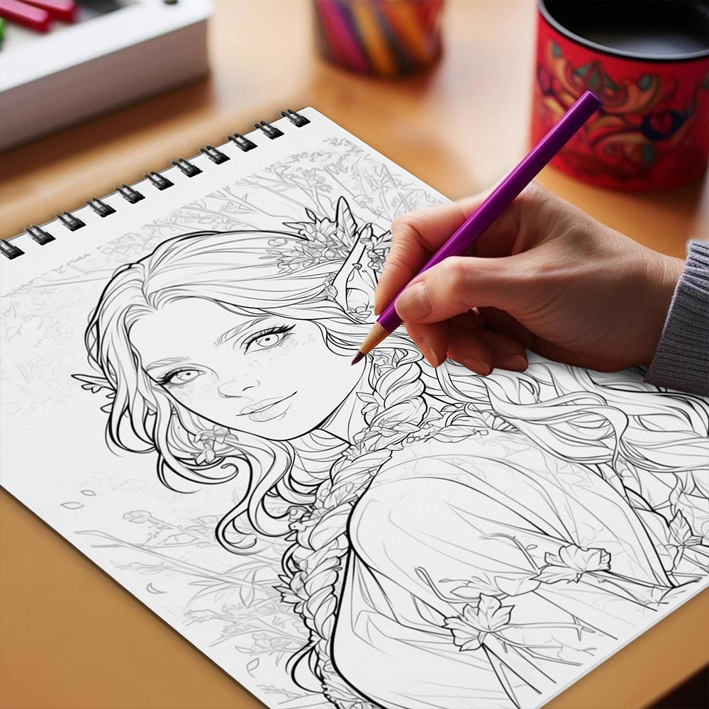 Netecom Mythical Women Coloring Book Spiral Bound for Adults