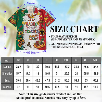 Netecom Nacho Average Teacher Hawaiian Shirt for Men, Button Down Summer Beach Short Sleeve, S-5XL