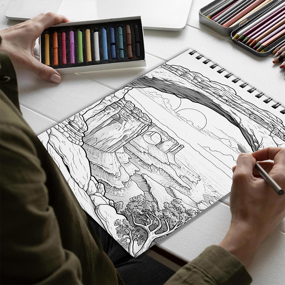 Netecom National Parks Spiral Bound Coloring Book for Adults