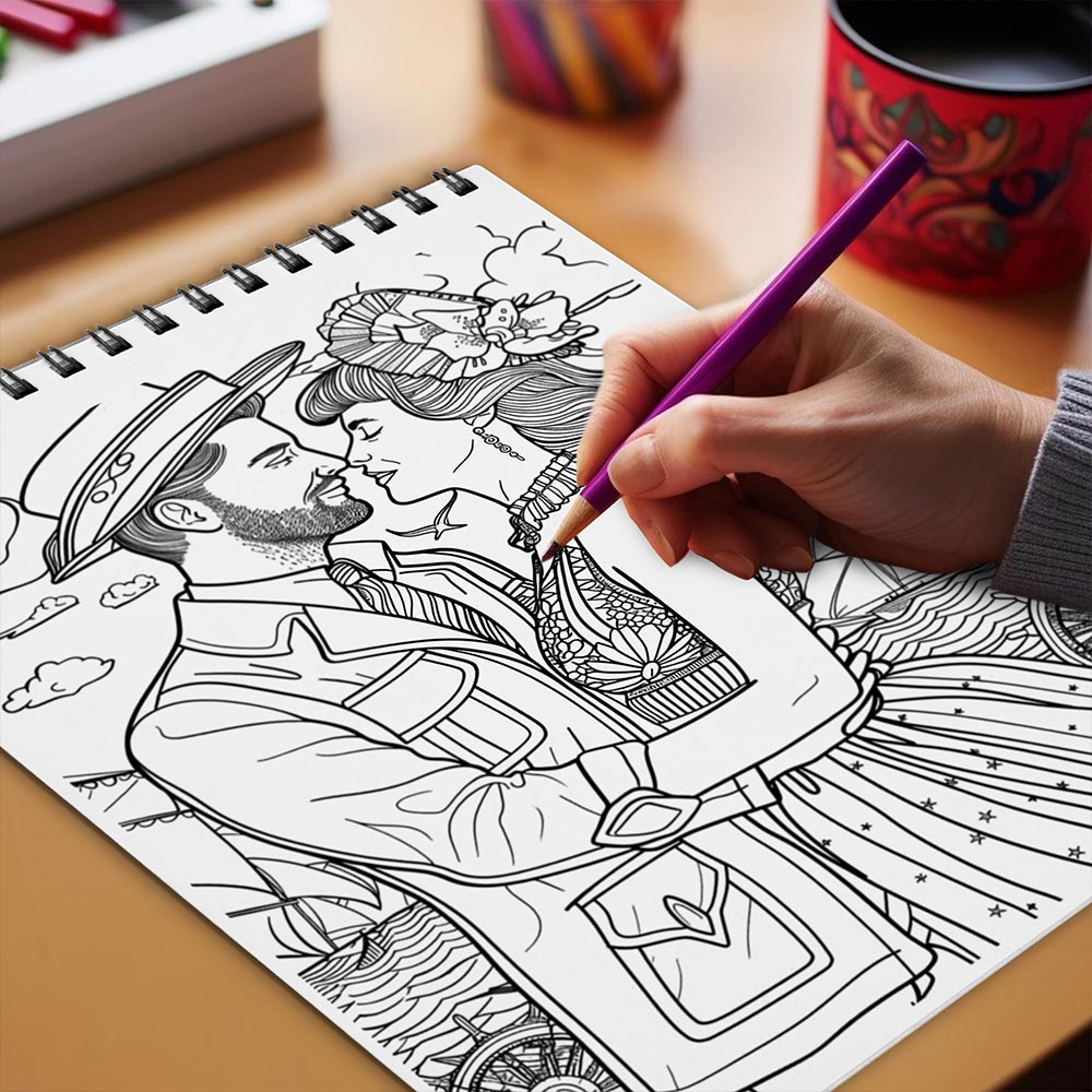 Netecom Nautical Love Coloring Book Spiral Bound for Adults