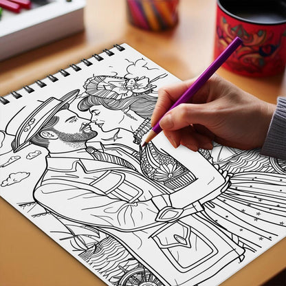 Netecom Nautical Love Coloring Book Spiral Bound for Adults