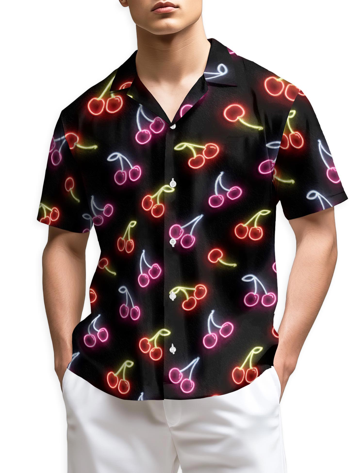 Netecom Neon Cherry Hawaiian Shirt for Men