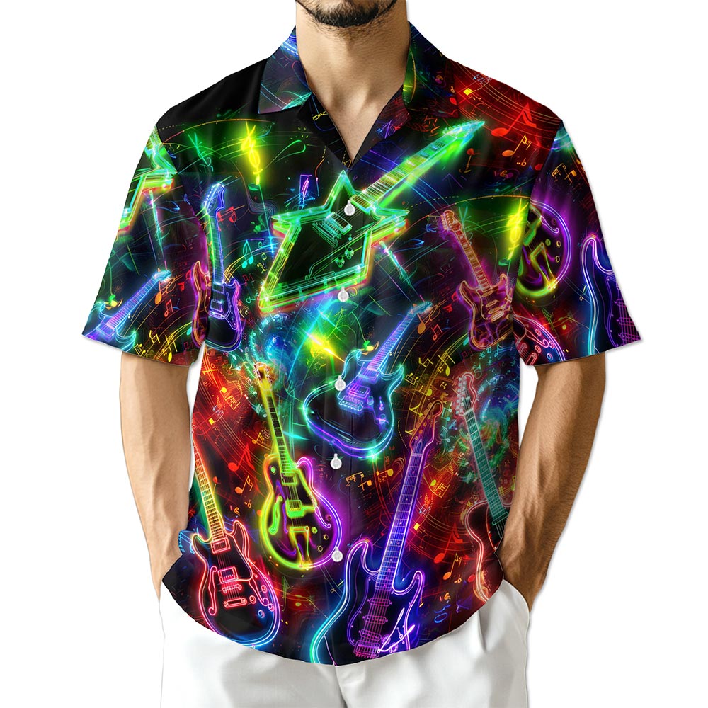 Netecom Neon Guitar Hawaiian Shirt for Men