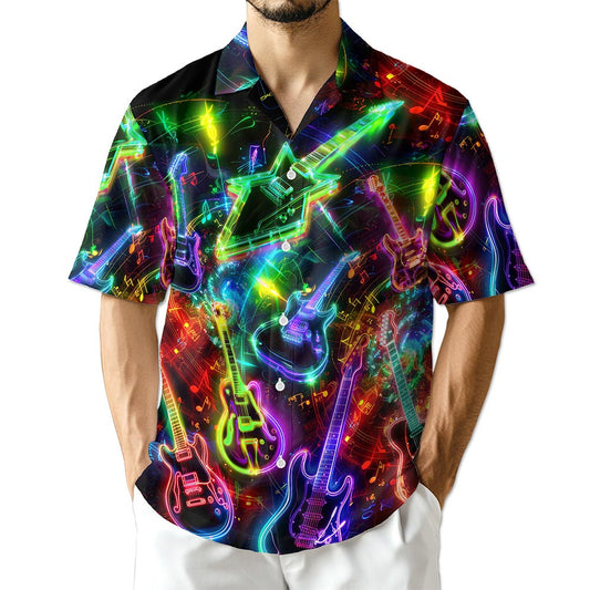 Netecom Neon Guitar Hawaiian Shirt for Men