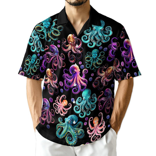 Netecom Neon Octopus Hawaiian Shirt for Men
