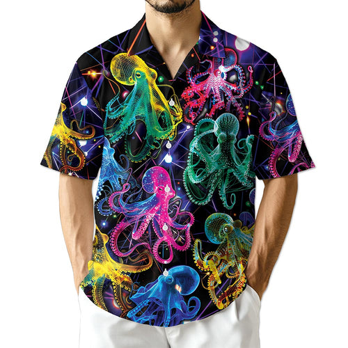 Netecom Neon Octopus Hawaiian Shirt for Men