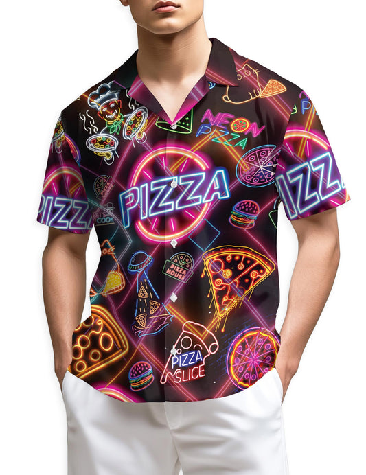 Netecom Neon Pizza Hawaiian Shirt for Men