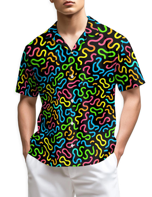 Netecom Neon Scribble Art Hawaiian Shirt for Men